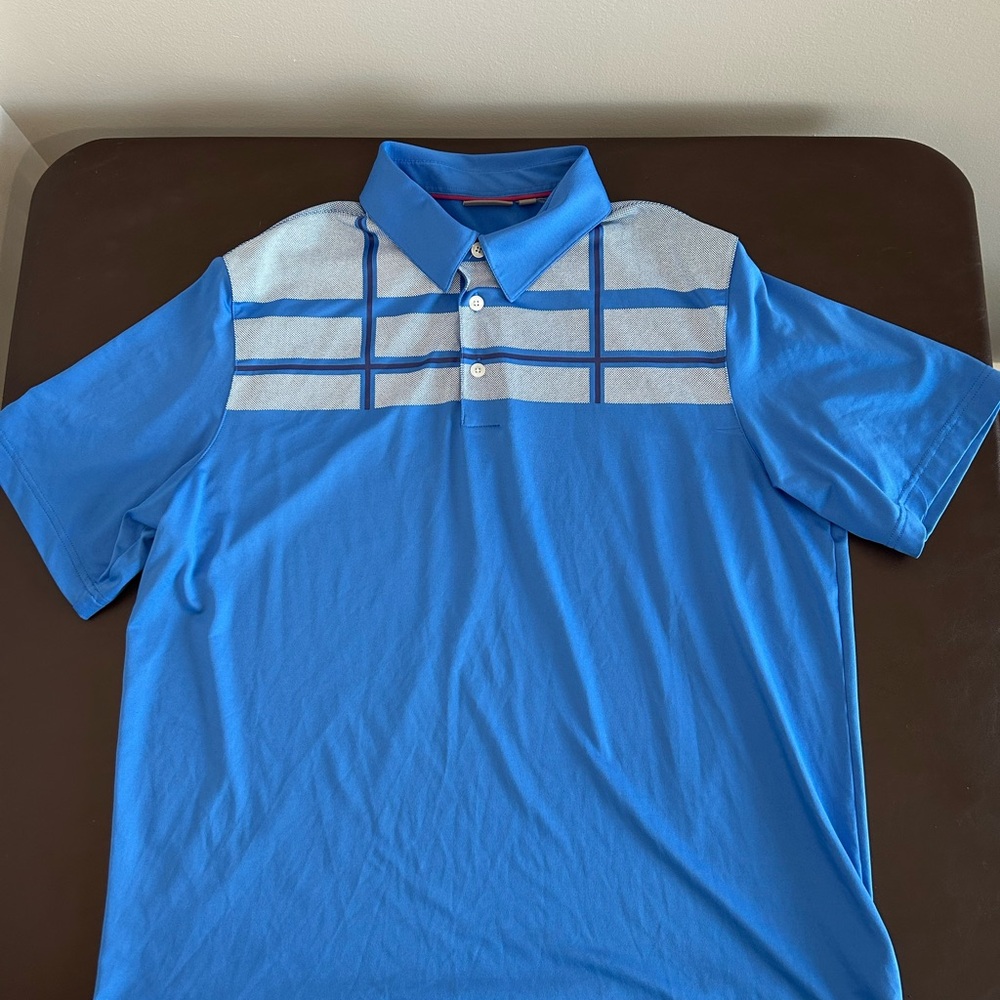 Ashworth Blue Gold Polo with White Accents